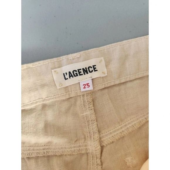 NWOT L'AGENCE Cropped Wide Leg Linen Pants Size 25 Beige - Picture 6 of 7